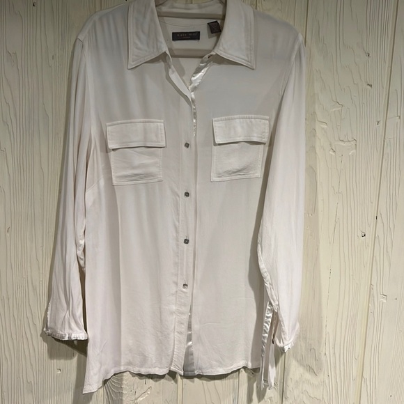 Kate Hill Tunic Blouse with Satin Trim Size 1X - Picture 1 of 12